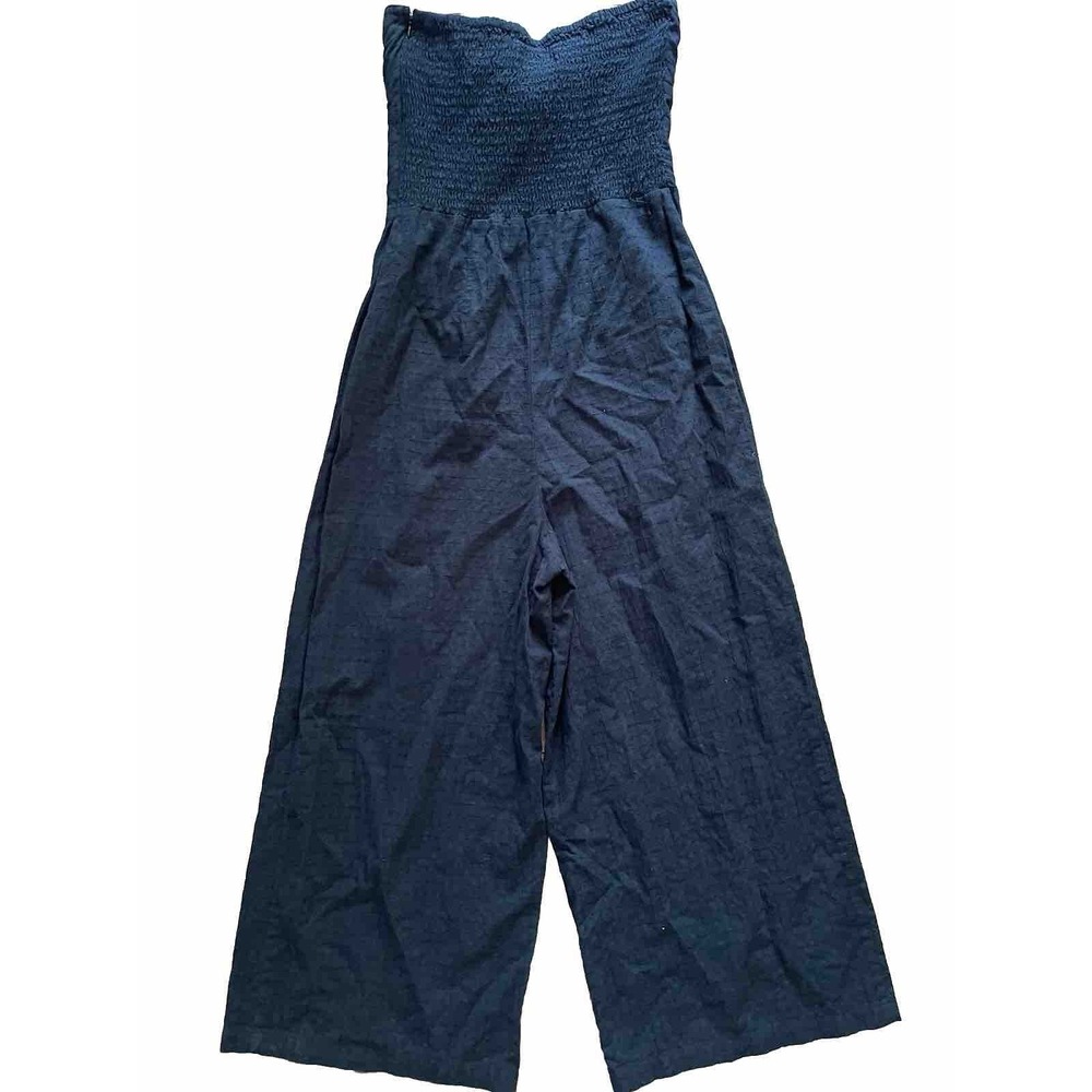 Minkpink Jumpsuit Say It Right Women XS Black Strapless Smocked Wide Leg Minimal - Picture 4 of 9